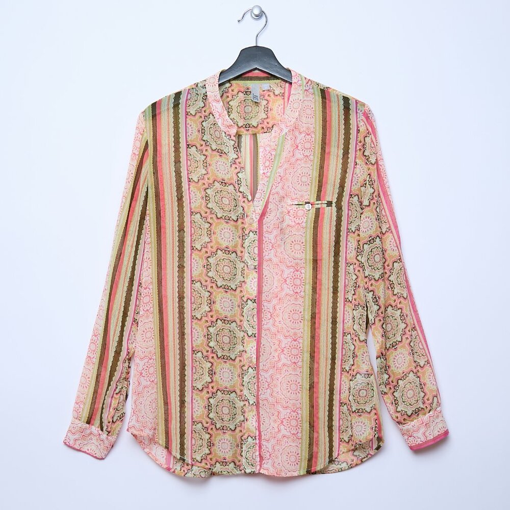 Kut from the Kloth Jasmine sheer long sleeve top floral print boho medium